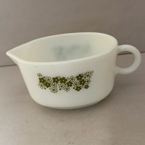 Vtg Pyrex Green Spring Blossom Crazy Daisy Gravy Boat series 25, No Plate